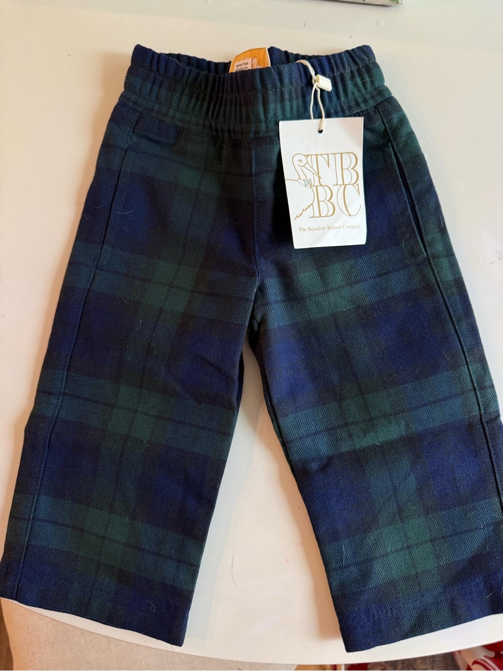 The Beaufort Bonnet Company Green & Navy Plaid Kids Trousers